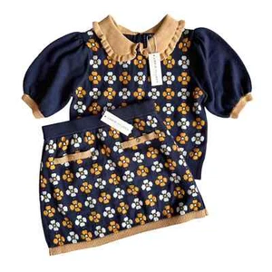 Janie and Jack The Marketplace Sweater Set Merchant Marine Geo Floral Size 16 - Picture 1 of 5