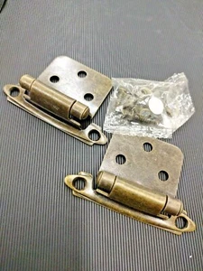 10 SETS Laurey Antique Brass Self-Closing Overlay Hinge with Wood Screws 28705 - Picture 1 of 3