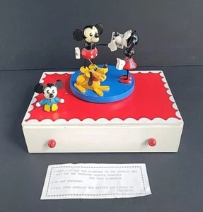 Mickey Minnie Mouse Pluto Disney Production Music Jewelry Box Wood Vintage works - Picture 1 of 20