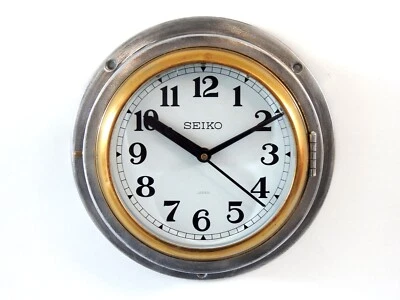 Antique Vintage Maritime Seiko Wall Clock Slave Industrial Ship Brass Aluminium - Image 1 of 4