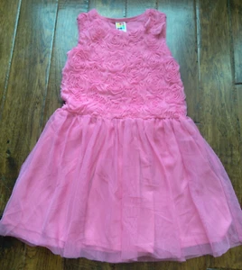 EUC! Mädchen Healthtex Rosa Rosette Blumen Tüll Sommer Tank Kleid Größe 5T - Bild 1 von 1