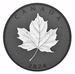2024 Canada Maple Leaves in Motion $50 ~ 5 oz INCUSE! Rhodium over 99.99% silver - Picture 1 of 5