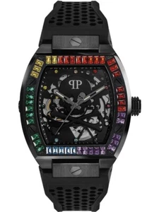 New Philipp Plein Men's Watch Automatic Skeleton Black Crystals PWBAA0621 - Picture 1 of 5