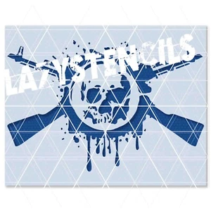 Skull Cross Gun Stencil – Tactical, Military, Biker, Skull and Guns Design - Picture 1 of 5