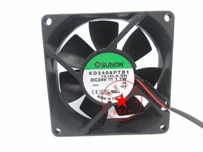SUNON KD2408PTB1 8CM 8025 24V 1.7W 80mm 2-wires double ball inverter cooling fan - Image 1 of 2