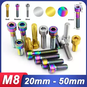 M8 x 20-50 mm bulloni stelo titanio a brugola viti testa esagonale tappo presa per bicicletta - Foto 1 di 13
