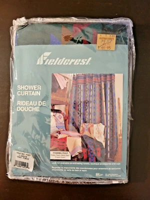 Fieldcrest Spirella Shower Curtain Trading Post E/Green Southwestern (NEW) PSJ - Image 1 of 4
