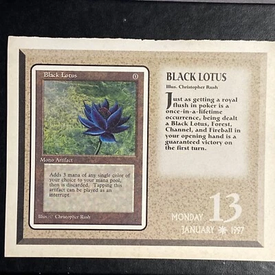 Black Lotus MTG 1997 Magic desk calendar page - Image 1 of 2