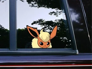 Flareon Peek Peeker Peeking Window Vinyl Car Decals Anime Pokemon Eevee Stickers - Foto 1 di 4