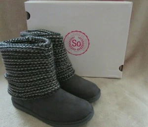 SO Liana Ragazze Grigio Slouchy Maglia Maglione Pull On Stivali Scarpe US 2 (7-8 anni) Nuovo con scatola - Foto 1 di 9