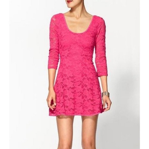 UNDERCOVER Free People Mini Abito Pattinatore Pizzo Giardino Segreto Rosa Caldo Piccolo NUOVO