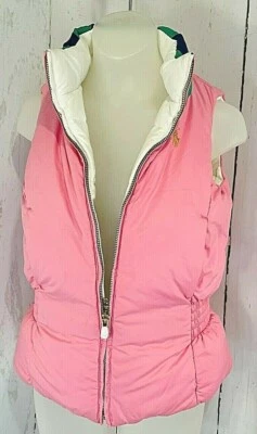 Ralph Lauren 粉色或白色女孩尺寸 Sm 7 双面 Puffer 背心羽绒 1113 — 第 1/4 张图片