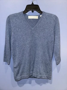 Womens Petite Medium Two Ply Cashmere Short Sleeve Sweater Vintage  - Picture 1 of 3