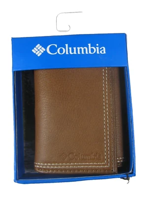 Cartera de cuero recubierto genuino triple pliegue Columbia para hombre tostado 31CP110056 Foto 1 de 4