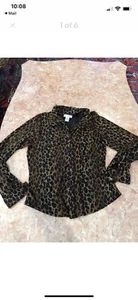 GANTOS BUTTON DOWN ANIMAL PRINT BLOUSE SIZE M - Picture 1 of 6