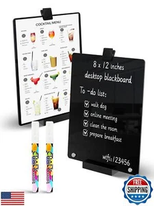 Kivsty 2Pack 8 x 12” Black Acrylic Dry Erase Board with Stand, Desktop Whiteb - Picture 1 of 5