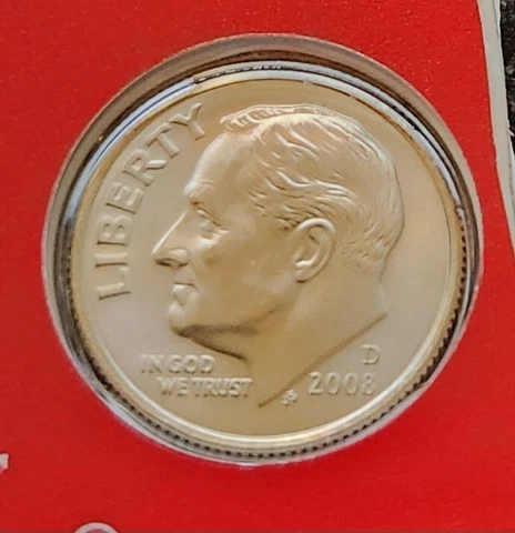 2008-D Roosevelt Uncirculated Dime in Original Mint Cello Cover