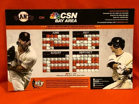 Cheer Card San Francisco SF Giants Authentic Fan Schedule Jun-Sep New SGA 2015 Cover