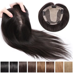 Topper 100% Human Hair Top Toupee Piece Clip in Hairpiece Indian Wig Women 6-20" - Picture 1 of 117