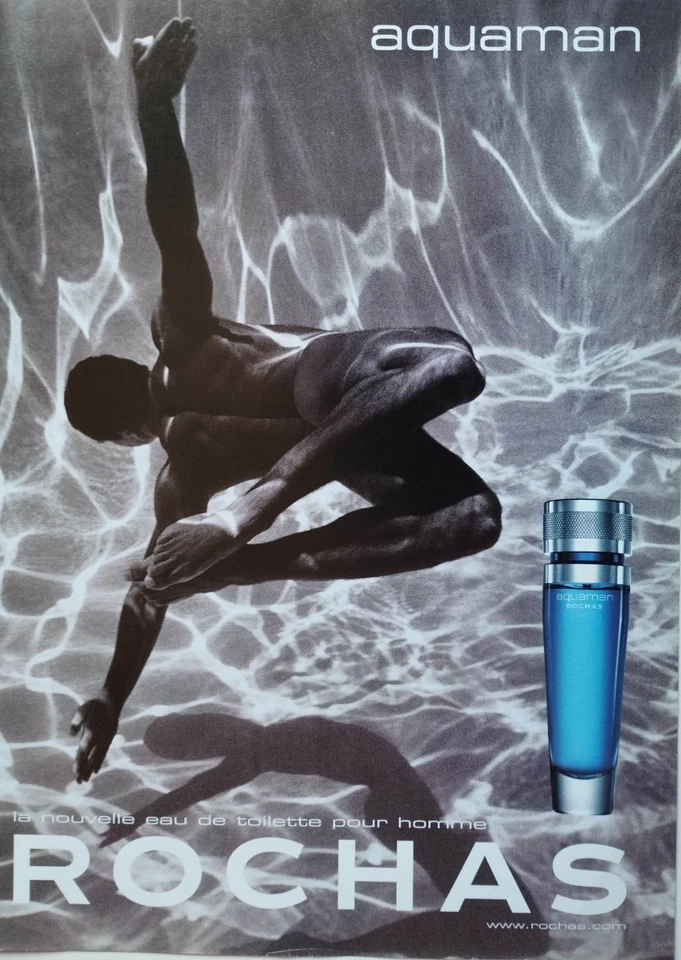 Rochas Vintage Print Ad !! " Aquaman eau de Toilette for Men " - Photo 1/1