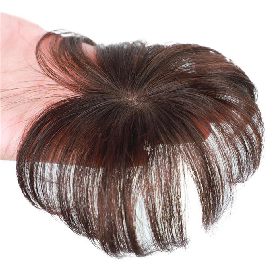 Silk Base Clip In Human Hair Toppers -Loss Thin Hair Top Replacement Straight - Image 1 of 4