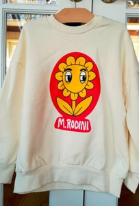 New Mini Rodini Girls Sweatshirt Ivory Flower Size 128 134  8 9Y (12001B) - Picture 1 of 5