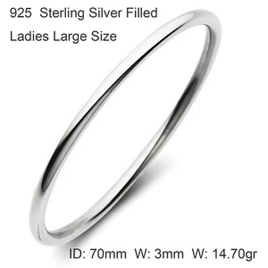 Bracelet Real 925 Sterling Silver Filled Solid Cuff Ladies Large Sz 70mm Bangle - Picture 1 of 3