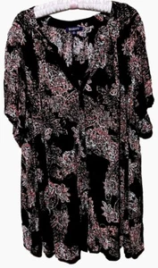 Roaman’s Top 26 Cute Paisley Button Down Flowy Rayon Shirt Blouse Plus Size 26W - Picture 1 of 7