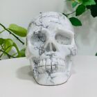 1156G Natural White Turquoise Quartz Hand Carved Crystal Skull Meditation Medium