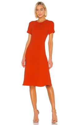 DIANE von FURSTENBERG оранжевый вырез назад галстук-бабочка гофрированный креп платье 4 = S 🧡 - Изображение 1 из 4