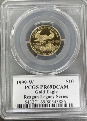1999 W Gold American Eagle $10 Michael Reagan PR69 - Image 1 of 2