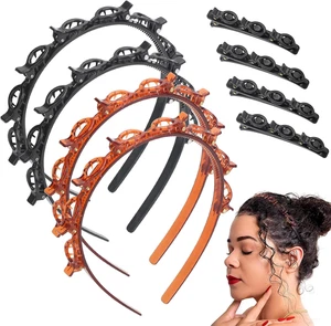 4 Pcs Headband with Clips Hairbands Women 4 Pcs Hair Clips Twist Clip Headband - Picture 1 of 12