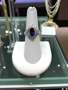 Sterling Silber Ring blau weißer Saphir Größe 7,25 - Bild 1 von 11