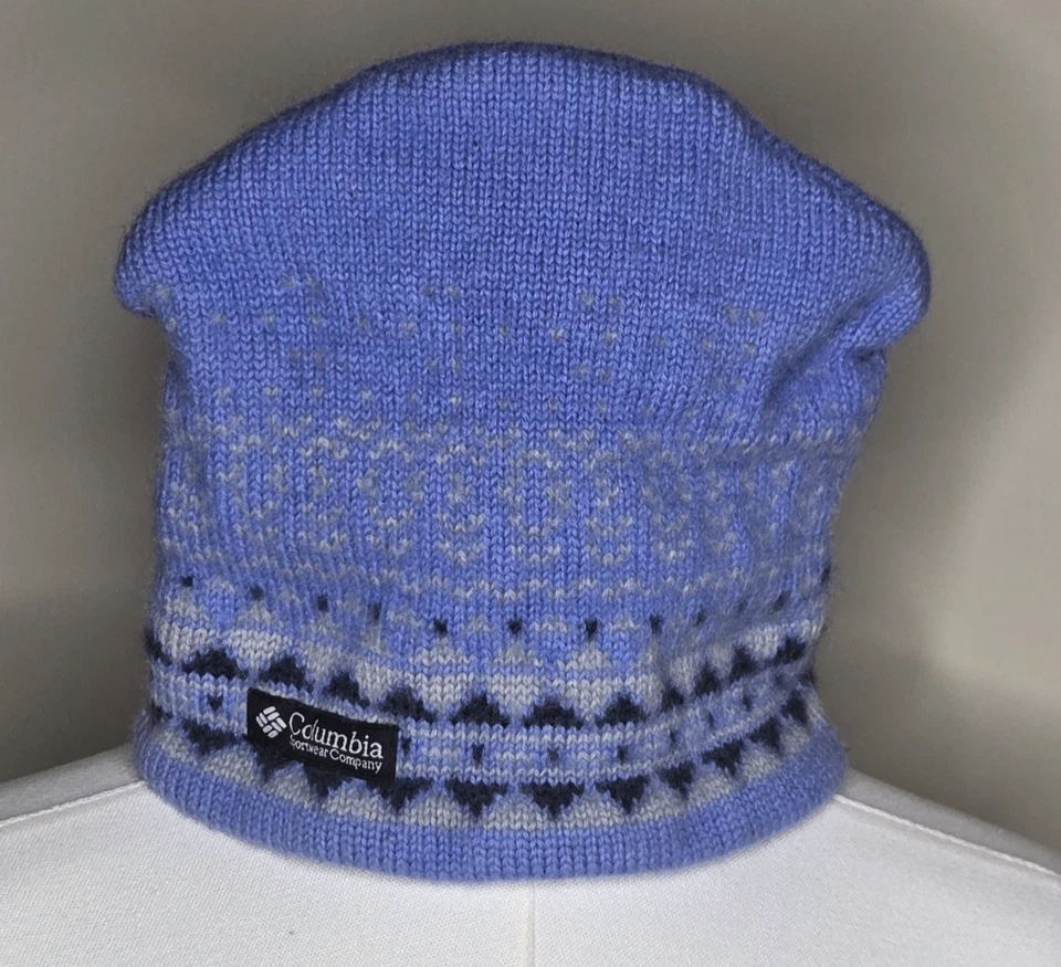 De colección Columbia Lana Fair Isle Gorro Púrpura Periwinkle Talla Única Toque Foto 1 de 4