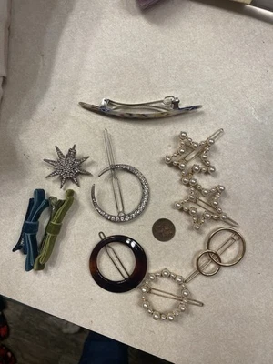 Lote de 10 pasadores de pelo terciopelo estrella luna perla caparazón de tortuga  Foto 1 de 4