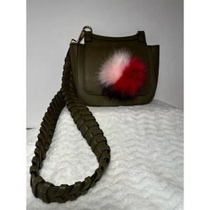 Jules Kae nuovo senza etichette 7 x 10 x 3 oliva multi pelle vegan pom crossbo - Foto 1 di 6