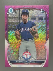 Bowman Chrome 2023 Sebastian Walcott #BCP-189 1er refractor de brillo fucsia/199 - Imagen 1 de 2