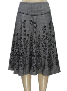 Papillon Women's A-Line Skirt Gray Floral Size L - Picture 1 of 7