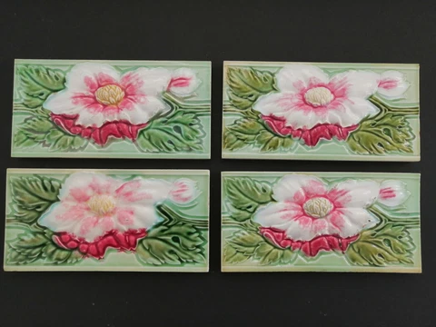 Antique art nouveau tile,majolica tile Cover