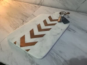 Marble & Copper Cutting Board w/Handle 18”x 9” NEW! Artisan de Luxe - Picture 1 of 8