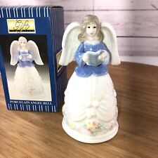 Gift Collection Porcelain Angel Bell Figurine Blue & White w/ floral design NIB