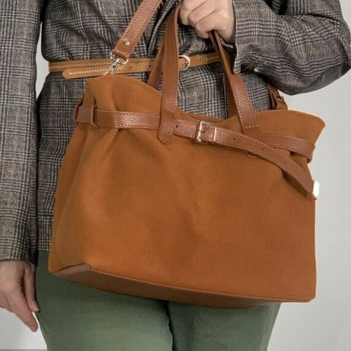 COACH Borsa a mano donna in pelle di terracotta scamosciata arancione tracolla borsa zenzero