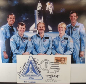 STS 41- C Shuttle Mission 1984 Complete Crew Signed Scobee, Crippen, Hart 'Rare' - Picture 1 of 9