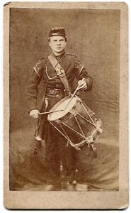 Indian Wars Drummer & Bugle Boy Post Civil War Belvidere Illinois CDV Photo