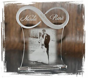 Acryl Schild Infinity z.b. Hochzeit Valentinstag Fotogravur Lasergravur Geschenk - Bild 1 von 2