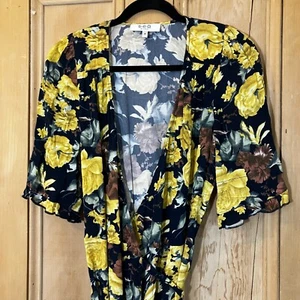 Abito midi Sea New York donna Ella stampa floreale completo avvolgente taglia 6 giallo SP EXC - Foto 1 di 11