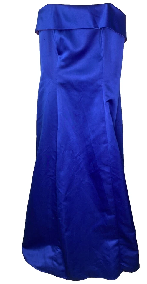 Urban Girl Nites Gown Size 13/14 Long Blue Strapless Shiny Satin Net Underskirt - Image 1 of 4