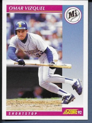1992 Score Seattle Mariners Baseball Card #162 Omar Vizquel - Image 1 of 2