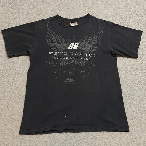 VINTAGE Chase Authentics Shirt Mens Medium Black Nascar Carl Edwards Short Cover