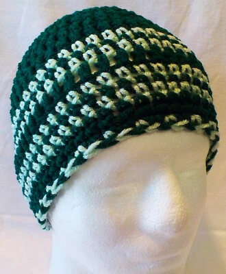  Gorro Hecho a Mano Crochet "NUEVO" RAYAS VERDES se adapta a adultos y adolescentes  Foto 1 de 4